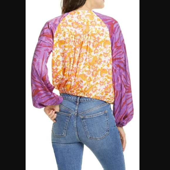 Free People Cruisin Together Mixed-print Cropped Top - Picture 2 of 7